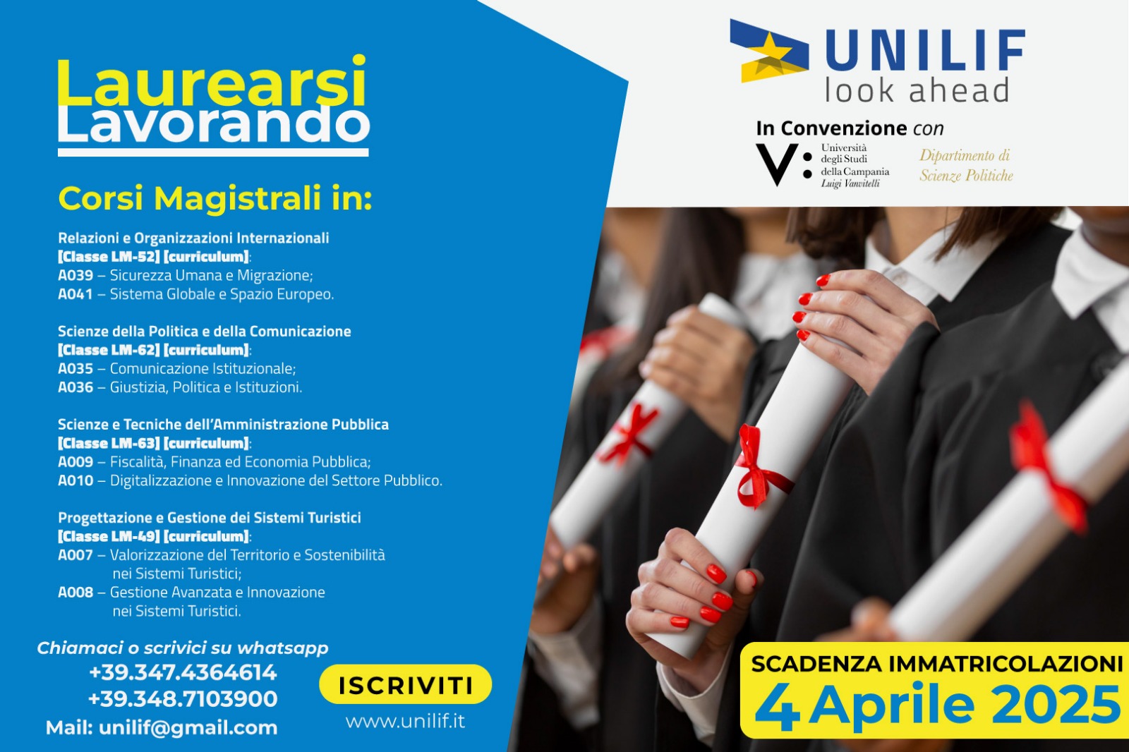 Scadenza lauree magistrali Unilif